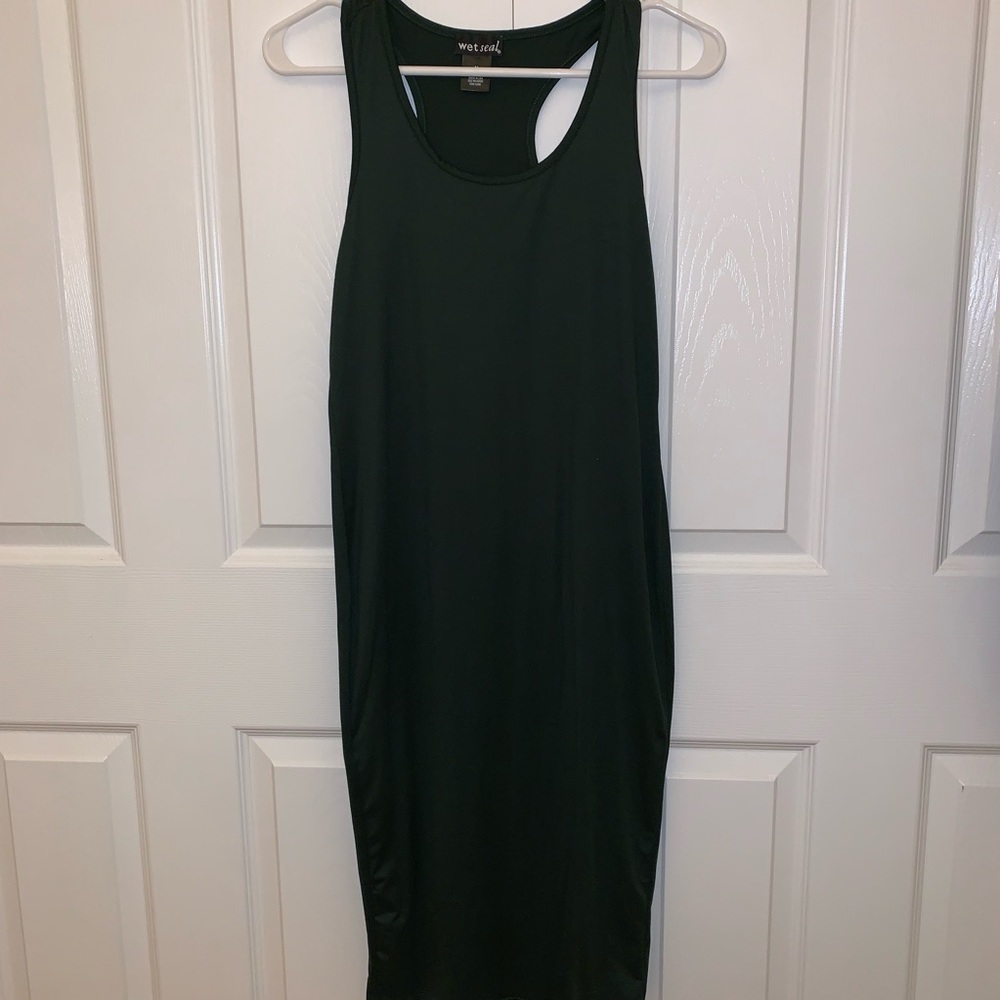Midi cross back green dress